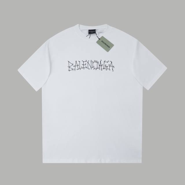 balenci*Ga 25Ss早春新 Bb字母厚版印花短袖 轻奢主义 男女日常通勤穿搭必备单品 正确版本 欢迎对比 详细特征 320克 % 纯棉双纱汗布面料 同