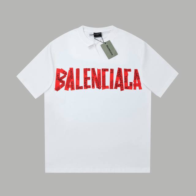 balenci*Ga 25Ss早春新 红美纹纸印花短袖 轻奢主义 男女日常通勤穿搭必备单品 正确版本 欢迎对比 详细特征 320克 % 纯棉双纱汗布面料 同缸定