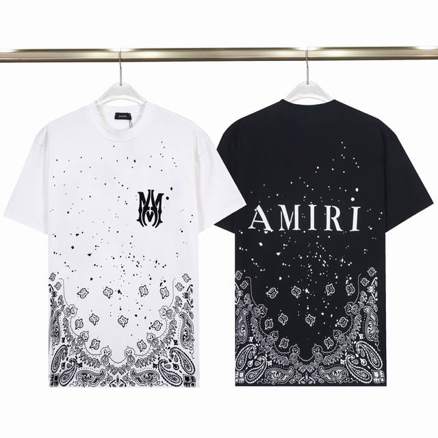 867# Amiri 25春夏新款 前后字母Logo印花短袖T恤 采用260克32支紧密双纱全棉面料 面料柔软 颜色: 黑色 白色 尺码:S M L Xl 2X