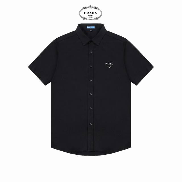 prada 普拉达 精美Logo设计高品质短袖衬衫 对版定染面料 上身高级感十足 纯棉竹纤维面料 质量高 男女同款 码数:39-43 M-3Xl