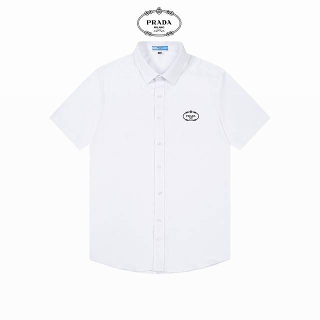 prada 普拉达 精美Logo设计高品质短袖衬衫 对版定染面料 上身高级感十足 纯棉竹纤维面料 质量高 男女同款 码数:39-43 M-3Xl