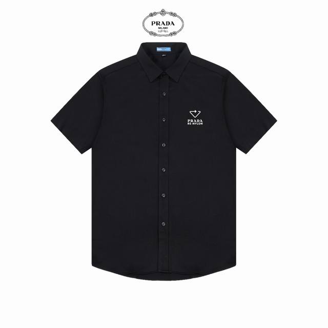 prada 普拉达 精美Logo设计高品质短袖衬衫 对版定染面料 上身高级感十足 纯棉竹纤维面料 质量高 男女同款 码数:39-43 M-3Xl