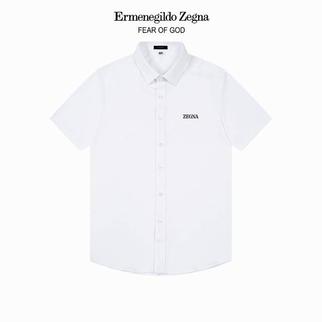 Zegna 杰尼亚 精美Logo设计高品质短袖衬衫 对版定染面料 上身高级感十足 纯棉竹纤维面料 质量高 男女同款 码数:39-43 M-3Xl