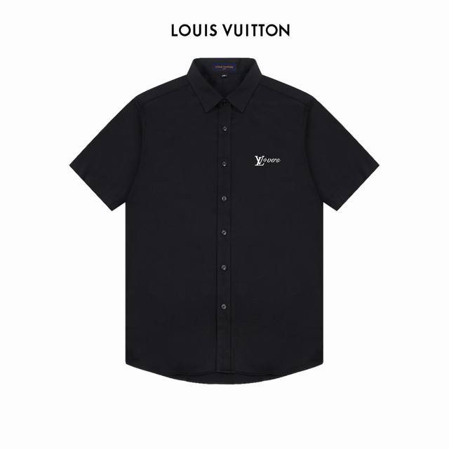Lv徽标Logo设计高品质短袖衬衫 对版定染面料 上身高级感十足 纯棉竹纤维面料 质量高 男女同款 码数:39-43 M-3Xl