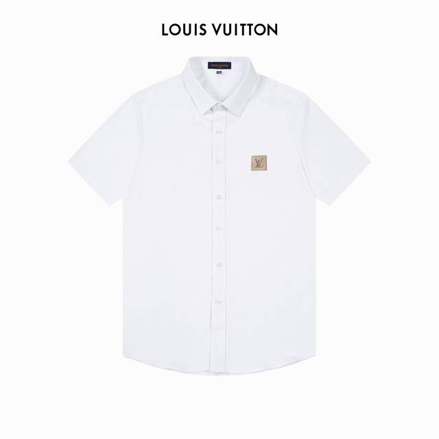Lv徽标Logo设计高品质短袖衬衫 对版定染面料 上身高级感十足 纯棉竹纤维面料 质量高 男女同款 码数:39-43 M-3Xl