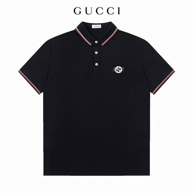 三标齐全 -Gucci 古奇专柜同步上新 精美条纹徽标翻领polo衫 -采用原版Zp一致定制索罗娜双珠地面料 螺纹同缸定染零色差 独家品质区别通货 欢迎对比 -