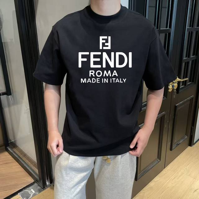 款号:F083 fendi 芬迪 25Ss 大师亲手设计潮牌新品印花圆领短袖T恤 春夏最新砖柜同步 Os落肩版型 - 260G双纱纯棉顶级面料 手感柔软 百分百
