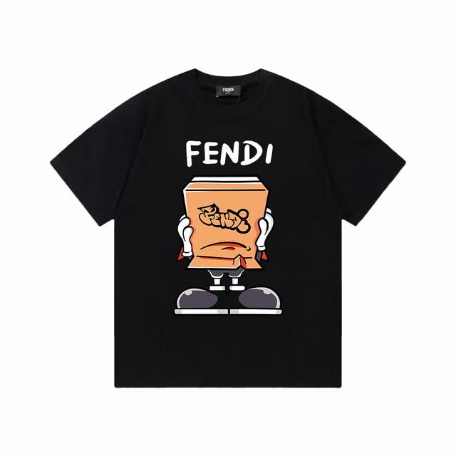 款号:F077 fendi 芬迪 25Ss 大师亲手设计潮牌新品印花圆领短袖T恤 春夏最新砖柜同步 Os落肩版型 - 260G双纱纯棉顶级面料 手感柔软 百分百