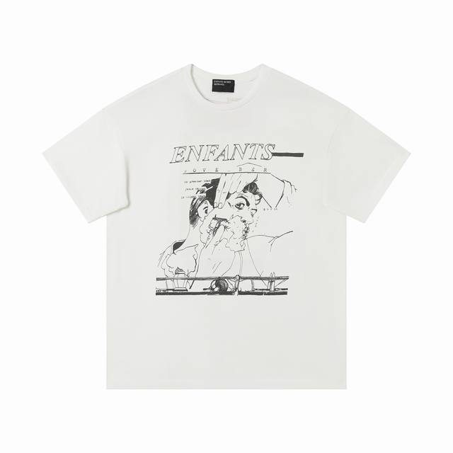 Enfants Riches Deprimes 忧郁的富二代优雅刮胡刀图画直喷短袖 面料采用320G26支双股赛络紧密纺单纱 结构紧密耐磨性好 因为织物品质高