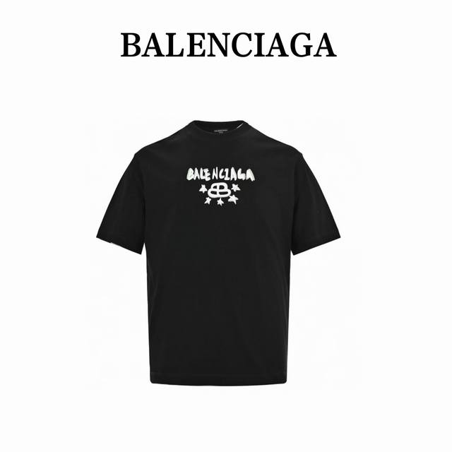 balenciaga 巴黎世家 24Ss 双B涂鸦字母印花短袖 印花材料采用安全环保无毒婴儿认证的发泡材料 印花轮廓清晰干净 有康丽机器出来的质感 如果衣服要清