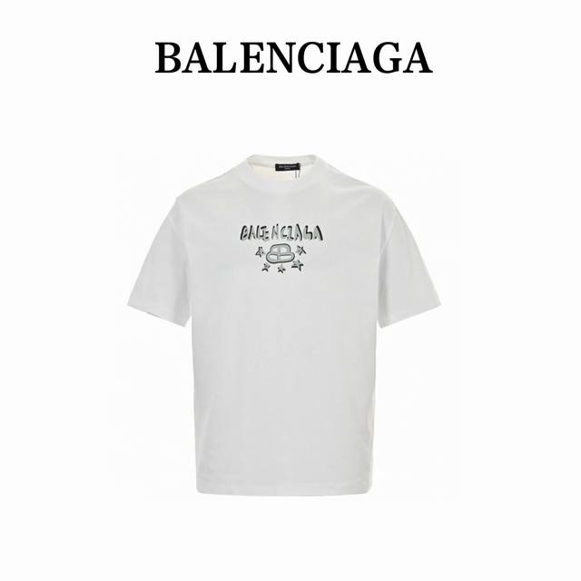 balenciaga 巴黎世家 24Ss 双B涂鸦字母印花短袖 印花材料采用安全环保无毒婴儿认证的发泡材料 印花轮廓清晰干净 有康丽机器出来的质感 如果衣服要清