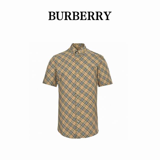 burberry 巴宝莉 25Ss 盾牌刺绣斜格纹短袖衬衫 意大利精纺面料 能够确保纱线的均匀度和细腻度使得面料的手感更加柔软舒适 这些后整理工艺不仅提高了面料