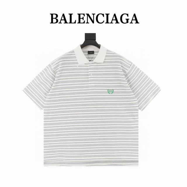 balenciaga 巴黎世家 双B麦穗刺绣条纹polo短袖 原版开模 棉质珠地面料 胸部饰以艺术作品刺绣 平翻领 刻字门襟纽扣 翻边短袖 全套辅料配备 纯棉质