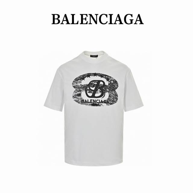 balenciaga 巴黎世家 24Ss 斑驳做旧字母印花短袖 印花材料采用安全环保无毒婴儿认证的发泡材料 印花轮廓清晰干净 有康丽机器出来的质感 如果衣服要清