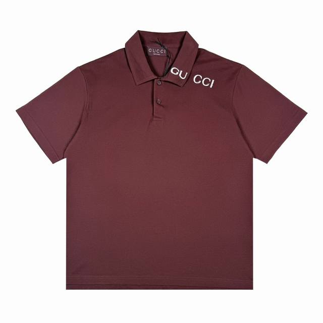 gucc* 领口标识字母印花翻领polo短袖 码数Xs-L
