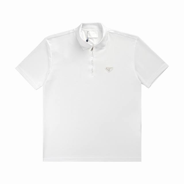 prad 三角牌拉链翻领polo 珠地面料透气舒适 经典三角标搭配半拉链的设计更具辨识度 码数Xs-L