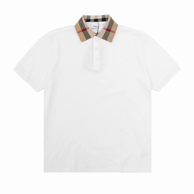 burberr* Bbr 格纹拼色领口翻领polo短袖 码数Xs-L