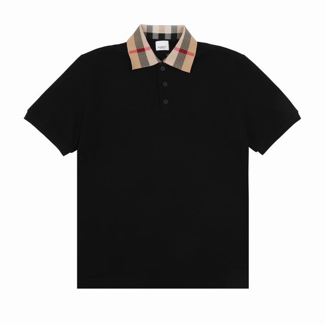 burberr* Bbr 格纹拼色领口翻领polo短袖 码数Xs-L