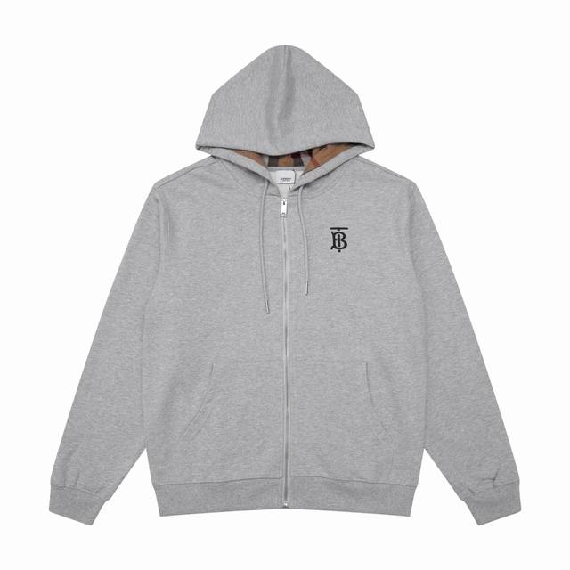 白底图 款号 W813 巴宝莉格子帽刺绣连帽外套 burberry限定专柜外套 多重设计 筹款半月 良心制作 420克双股双纱纯棉毛圈面料 帽子拼接毛棉格子设计