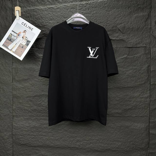 驴家2025新款重工贴布刺绣字母Logo情侣款短袖T恤 高版本高版本 原版面料 数码直喷印花工艺 网红明星同款 高版本 高 品质 面料采用300克纯棉面料 手感