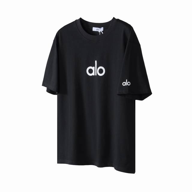Alo1 alo 2025Ss字母印花Logo简约短袖T恤 购入原版开发 进口浆料 随便水洗不会任何变形 保证不掉色不开裂 印花精细 采用280G精梳棉双纱面料