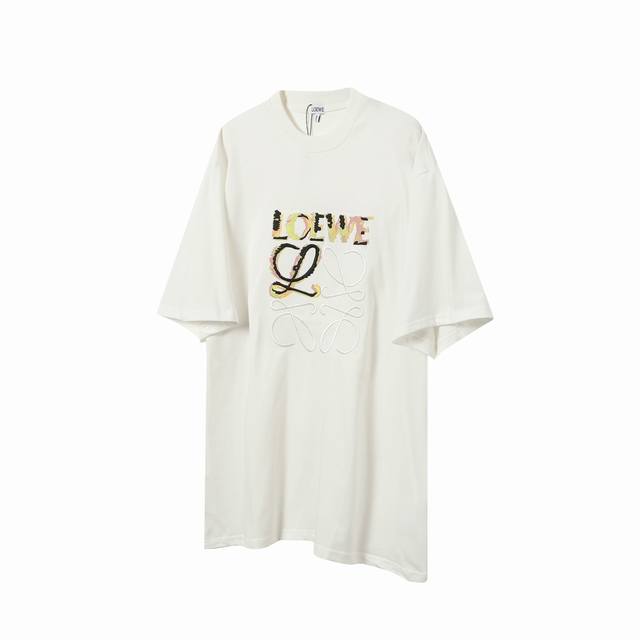 W12 loewe 罗意威 24Ss春夏新款手绘涂鸦迷彩印花刺绣Logo短袖T恤 -定制280G全棉双纱紧密爽滑面料 布面干净 布纹清晰 手感非常细腻扎实 更加