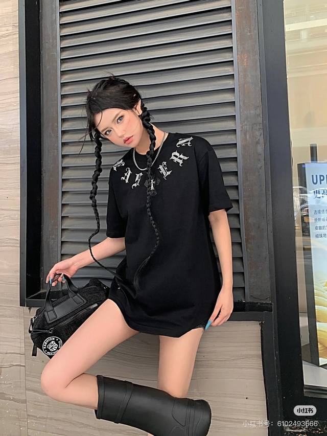 模特图组 款号 Dc 101# chrome Hearts 克罗心十字架皮标梵文字母烫钻短袖T恤 280克纯棉双砂面料 所有面料均已提前做过缩水 品质第一 所见