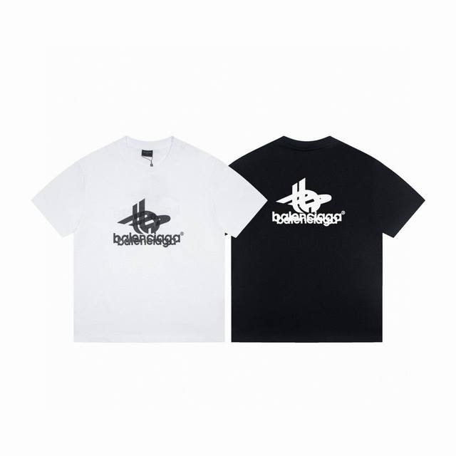 款号 Y093 balenciga巴黎世家 幻影双Logo经典图案印花短袖T恤.砖柜同步.第一时间正品研制 欢印对比面料采用巴黎Zp定织定染全棉双纱紧密棉.采用