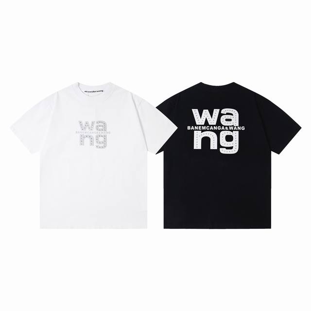 款号 Y154 alexander Wang亚历山大王重工铆钉镶嵌凹起硅胶反光短袖T恤 280克纯棉双砂面料 所有面料均已提前做过缩水 品质第一 所见即所得 不
