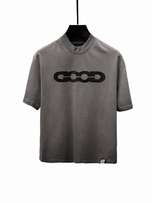 款F49 Good 市场顶级品质 goodbrand 25Ss爆裂纹字母印花重磅短袖T恤 yb一比一开发 100%棉 采用订色订染毛圈纯棉衣面 320G双股双纱