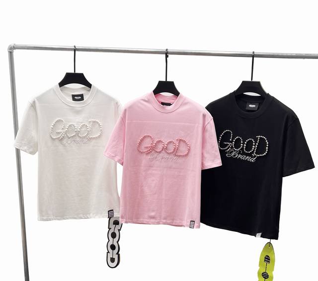款F48 Good 市场顶级版本320G goodbrand 简约珍珠标语圆领短袖 炎炎夏日清爽穿搭~~时髦清爽 气质干质 是夏天的必选项 客供定制的珠地网眼棉