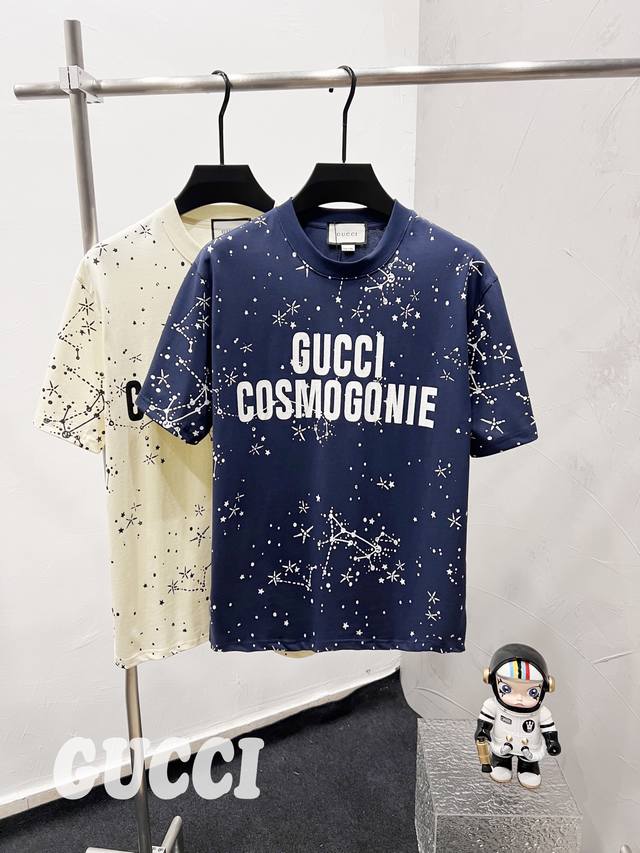 款F75 古驰 gucci 古驰 280克纯棉圆领短袖T恤 经典满印Gg字母Logo印花标识 官方同步 高版本 高品质 时尚个性 百搭潮流 纯原品质 原版面料