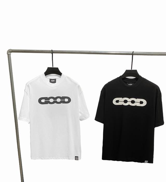 款F42 Good 市场顶级品质 goodbrand 25Ss爆裂纹字母印花重磅短袖T恤 yb一比一开发 100%棉 采用订色订染毛圈纯棉衣面 320G双股双纱
