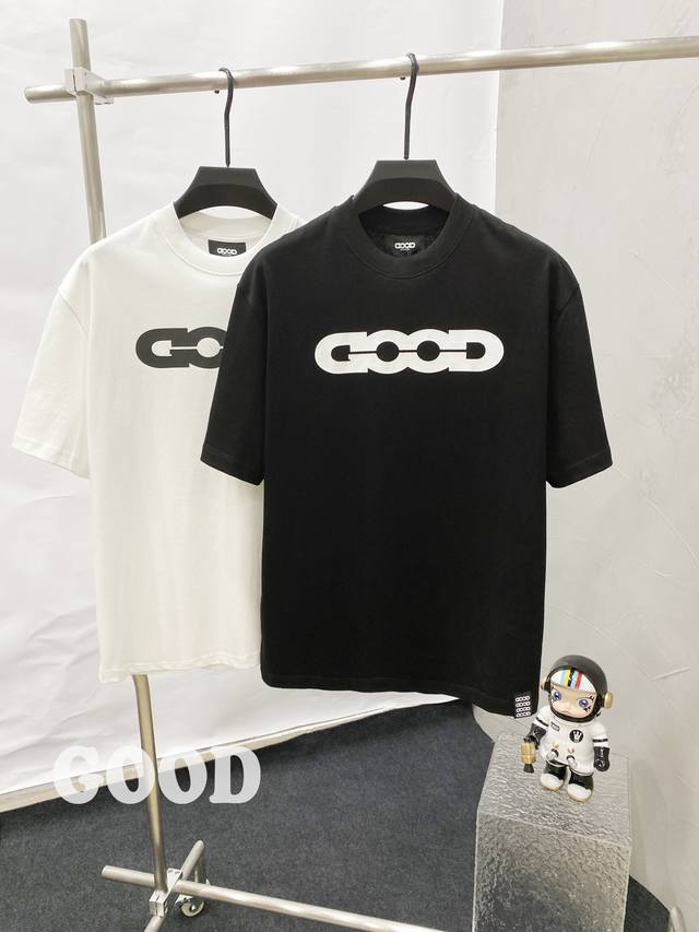 款F42 Good 市场顶级品质 goodbrand 25Ss爆裂纹字母印花重磅短袖T恤 yb一比一开发 100%棉 采用订色订染毛圈纯棉衣面 320G双股双纱