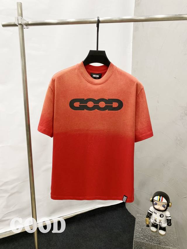 款F42-1 Good 市场顶级品质 goodbrand 25Ss爆裂纹字母印花重磅短袖T恤 yb一比一开发 100%棉 采用订色订染毛圈纯棉衣面 320G双股