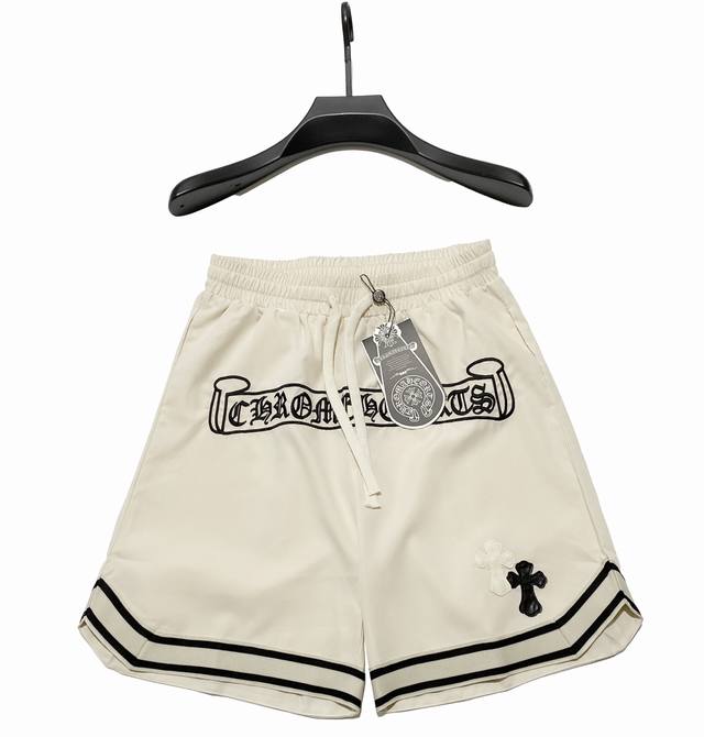 款D37 克罗心 chrome Hearts 24Ss 克罗心裆前梵文字母刺绣Logo织带短裤 精选高精度酷丝绵精梳面料 清爽丝滑透气 告别厚重感 清清爽爽 全