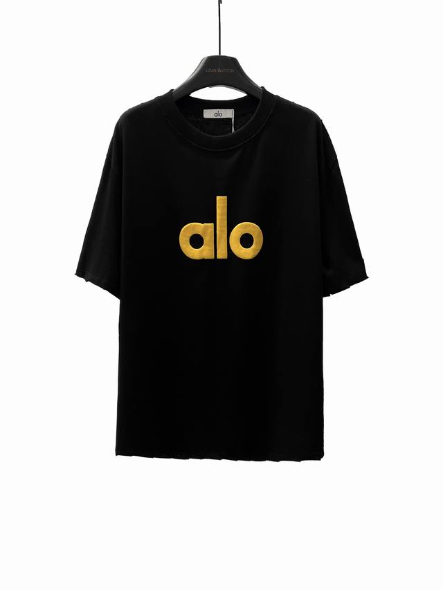 款F45 Alo alo字母立体发泡印花袖口定制布标宽松圆领短袖T恤 这T恤我爱它一万年啊啊 好绝啊啊 质感清晰可见 280G重磅纯棉 耐洗耐穿不易变形 介么好