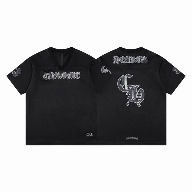 款D33 克罗心 chrome Hears 最新短袖网眼棒球服千眼涂鸦冰球短袖 丝滑T恤夏天穿很凉爽 字母印花图案克罗心这一季单品超级好看 百搭 克罗心最新联名