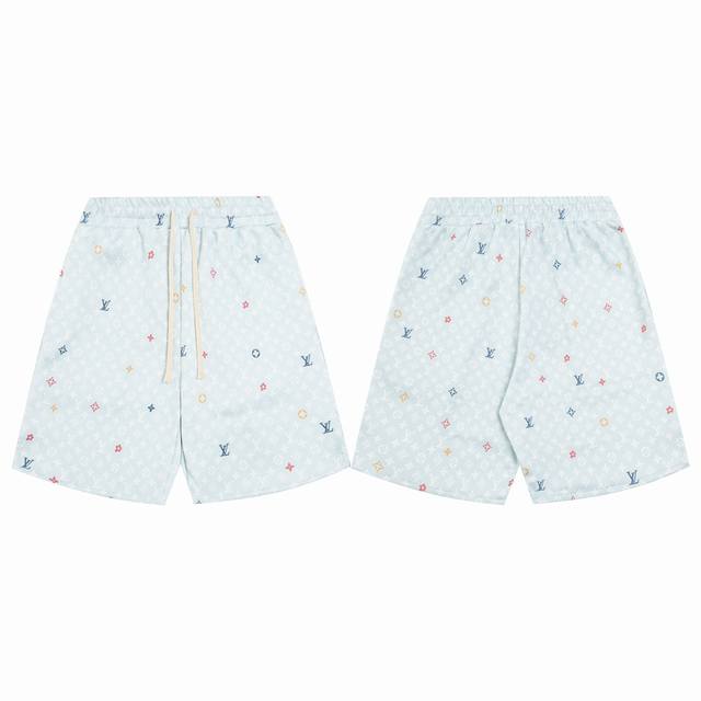 款M Lv短裤90 louis Vuitton X Tyler 路易威登24 联名系列Monogram满印Logo彩绘老花开衩短裤 lv夏季衣橱必备时尚单品 上