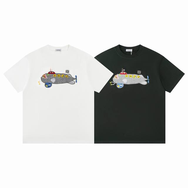 款F16 罗意威 loewe X Suna Fujita Ss25 罗意威鲸鱼潜艇短袖T恤 定染墨绿色 代购订单 同款货号一致 专柜买版开发 细节完美还原 lo