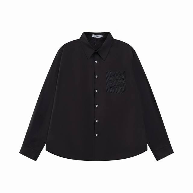 款M706 罗意威 loewe 罗意威 爆款来袭 胸前 立体标识针绣Logo字母长袖衬衫 Ss官网新款长袖 衬衫 衬衣 精美刺绣Logo 高端版本 定制面料 透