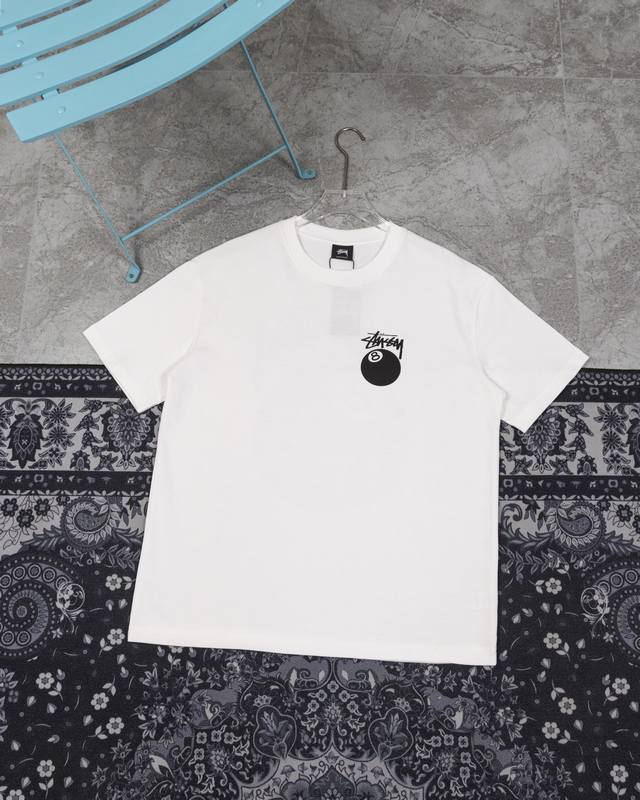 款D27 斯图西 stussy 斯图西 Tee 黑8号球印花男女短袖T恤 *24S 280G 正品圆桶无缝面料100%纯棉 *市场天花板品质 辅料 贴纸 包装