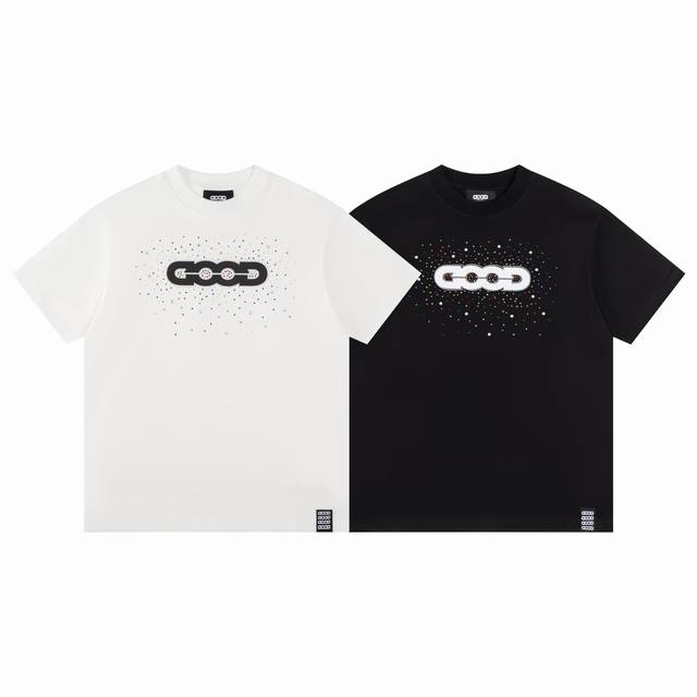 款D24 Good 顶级品质 放心对比 定制包装袋 goodbrand 25Ss彩色烫钻印花重磅短袖T恤 yb一比一开发 100%棉 采用订色订染毛圈纯棉衣面