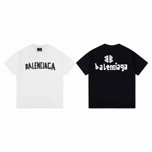 款M 割破胶带短袖100 balenciaga 巴黎世家 Ss经典胶带印花T恤 衣服面料采用 克双纱纯棉面料 上身透气舒适度高 同缸螺纹无色差 印花采用拉浆工艺