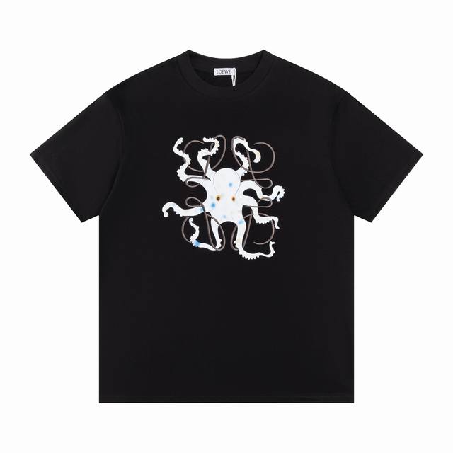 款F18 罗意威 八条腿可以抓住你的心吗 罗意威Loewe X Suna Fujita # 今天一起踏入本季深海系列 章鱼的王国T恤罗精致刺绣25早春新款圆领宽