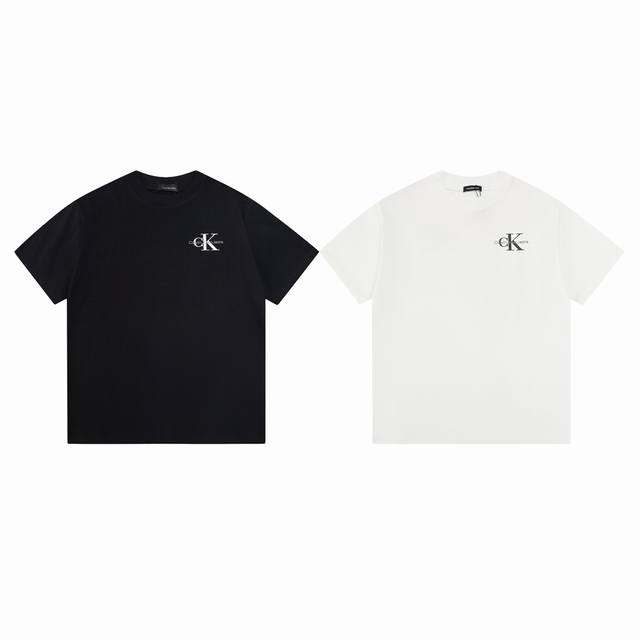 款M225 Ck小标短袖 Calvin Kleinck 男女情侣休闲圆领短袖T恤 印花+刺绣一体的工艺 成本增加耗时耗力 莱卡面料质感非常细腻 手感柔软平滑 弹