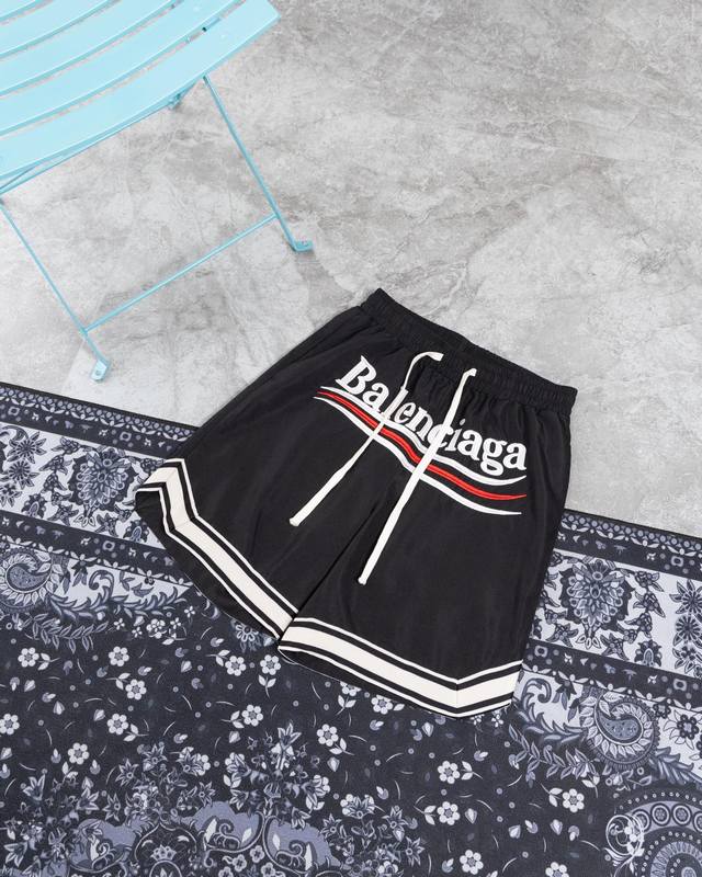 款M233 巴黎世家短裤 balenciaga 24Ss 经典可乐海浪刺绣织带短裤 年夏季首发 全网独家重磅出货 进口田岛绣花机器25万刺绣 效果饱满 立体清晰