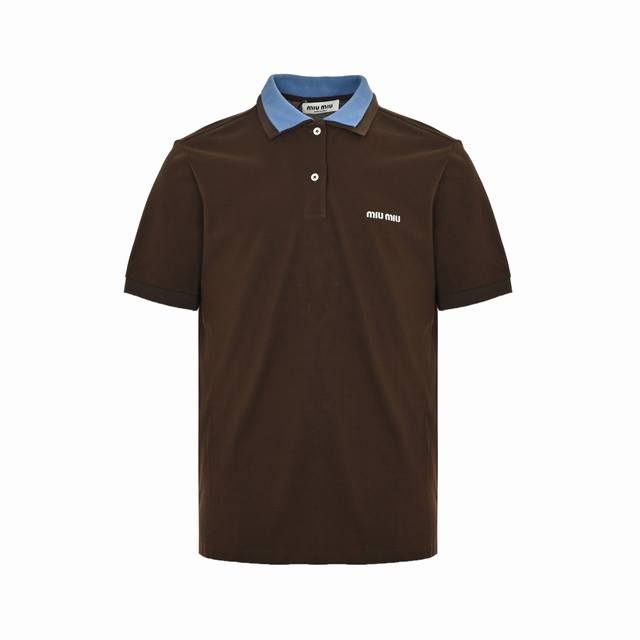 miu Miu 缪缪 25Ss 蓝拼领珠地布polo短袖 正品6317购入开发 采用双股精疏棉珠地布 克面料 定制扁机罗纹 进口刺绣 面料酵洗 定制辅料 合身版