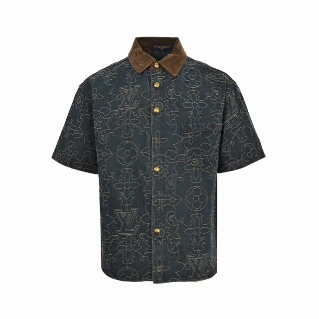 louis Vuitton 路易威登 25Ss 金线藤蔓刺绣牛仔短袖衬衫 继绿松石系列之后拿到的Timberland联名牛仔 Louis Vuitton 采用了