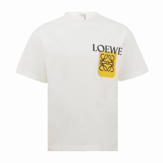 loewe 罗意威 胸口印花短袖T恤 原版操作 定织定染60支160G丝光棉面料 进口机绣立体绣工艺 独立定制辅料配件 size S-Xl